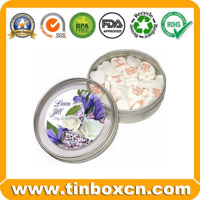 Round Confectionary Tin Can with Transparent Lid for Sweets